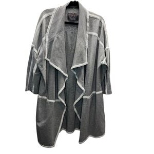 Seven7 Melissa McCarthy Gray Open Front Draped Cardigan Jacket Plus 1X